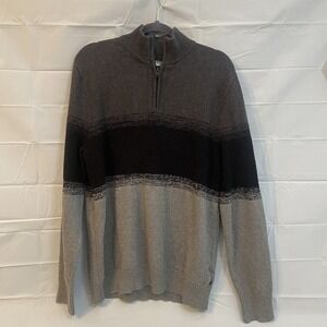CALVIN KLEIN 1/4 Zip Up Black and‎ Grey Knit Sweater Men's Size XL